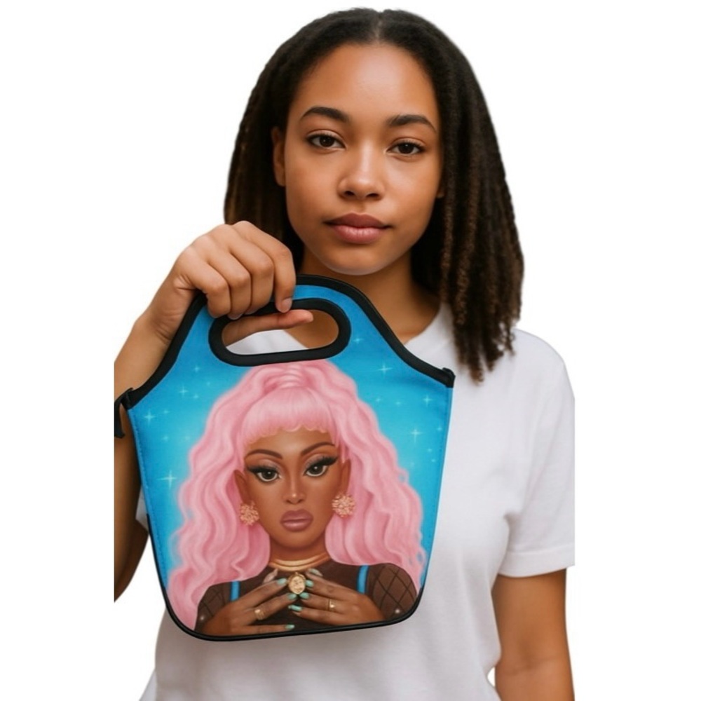 Colorful African Amercian Girl Design Lunch bags